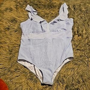 Womens NWTS Time and Tru blue and white striped swimsuit sz 3x